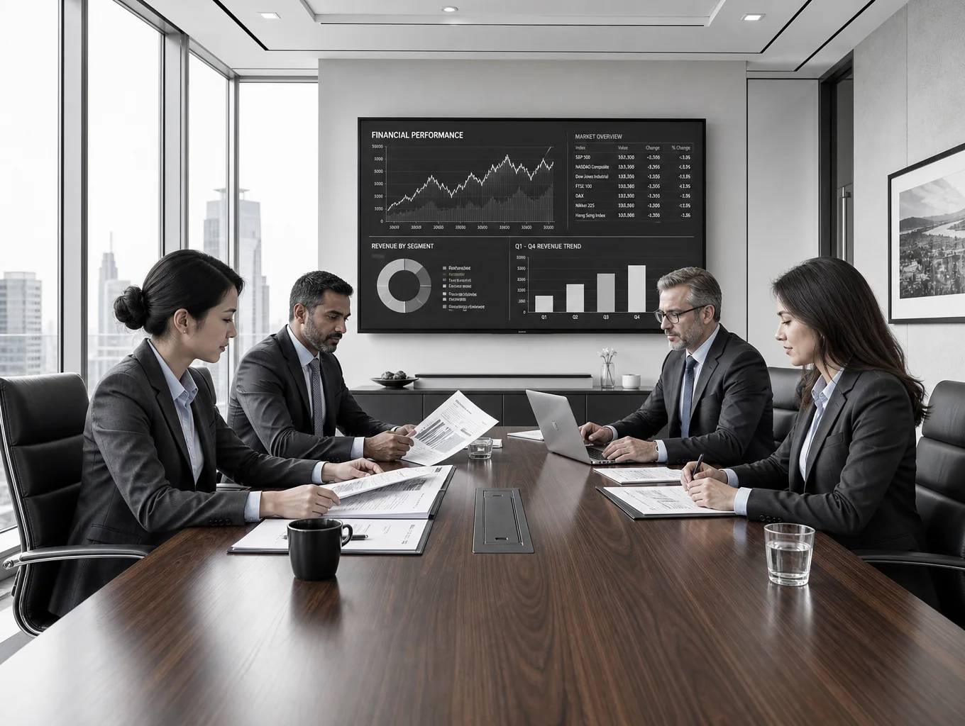 Executive boardroom M&A negotiation